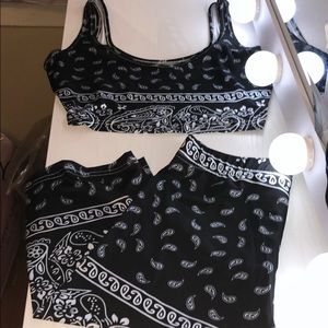 Black Bandana print bike short set
